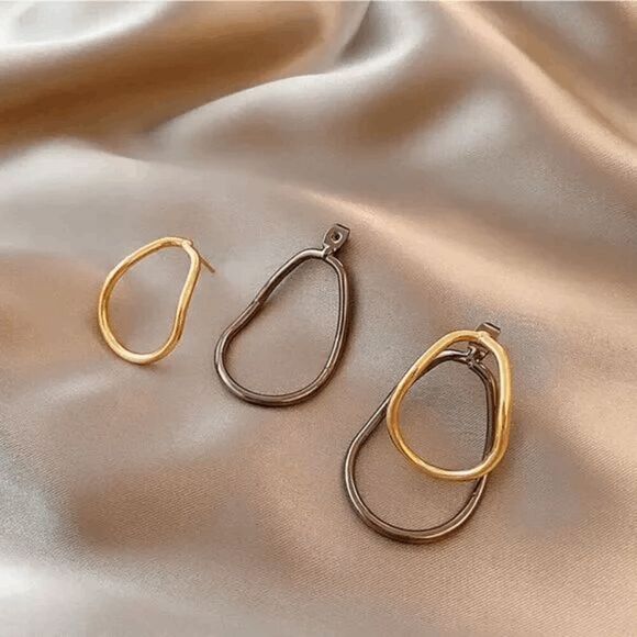 2/$21 Ladies Gold Black Double Earrings - Picture 4 of 6